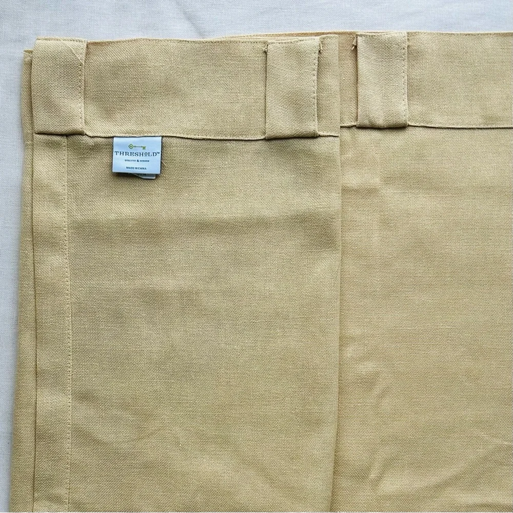 (2) THRESHOLD bonaire light filtering curtains soft yellow